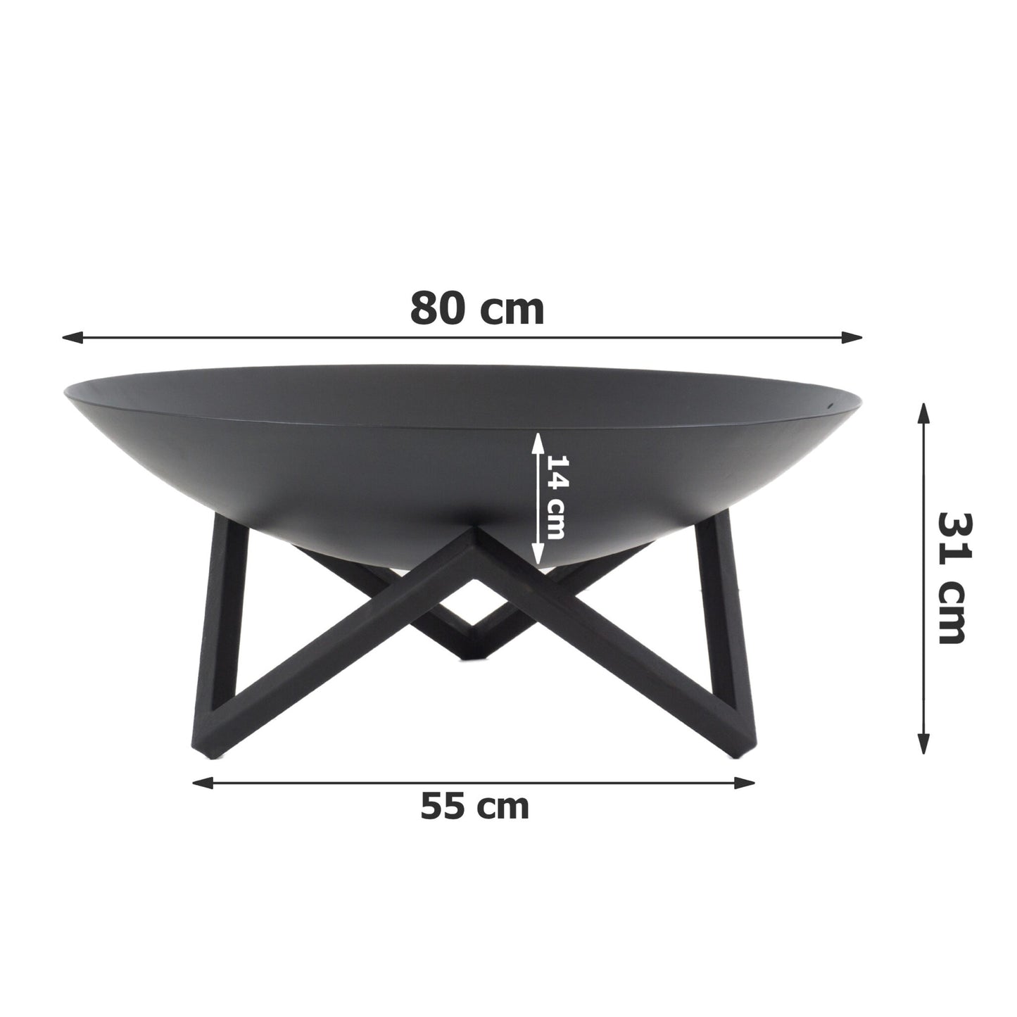 FOGON Feuerschale Flach 80 cm Schwarz