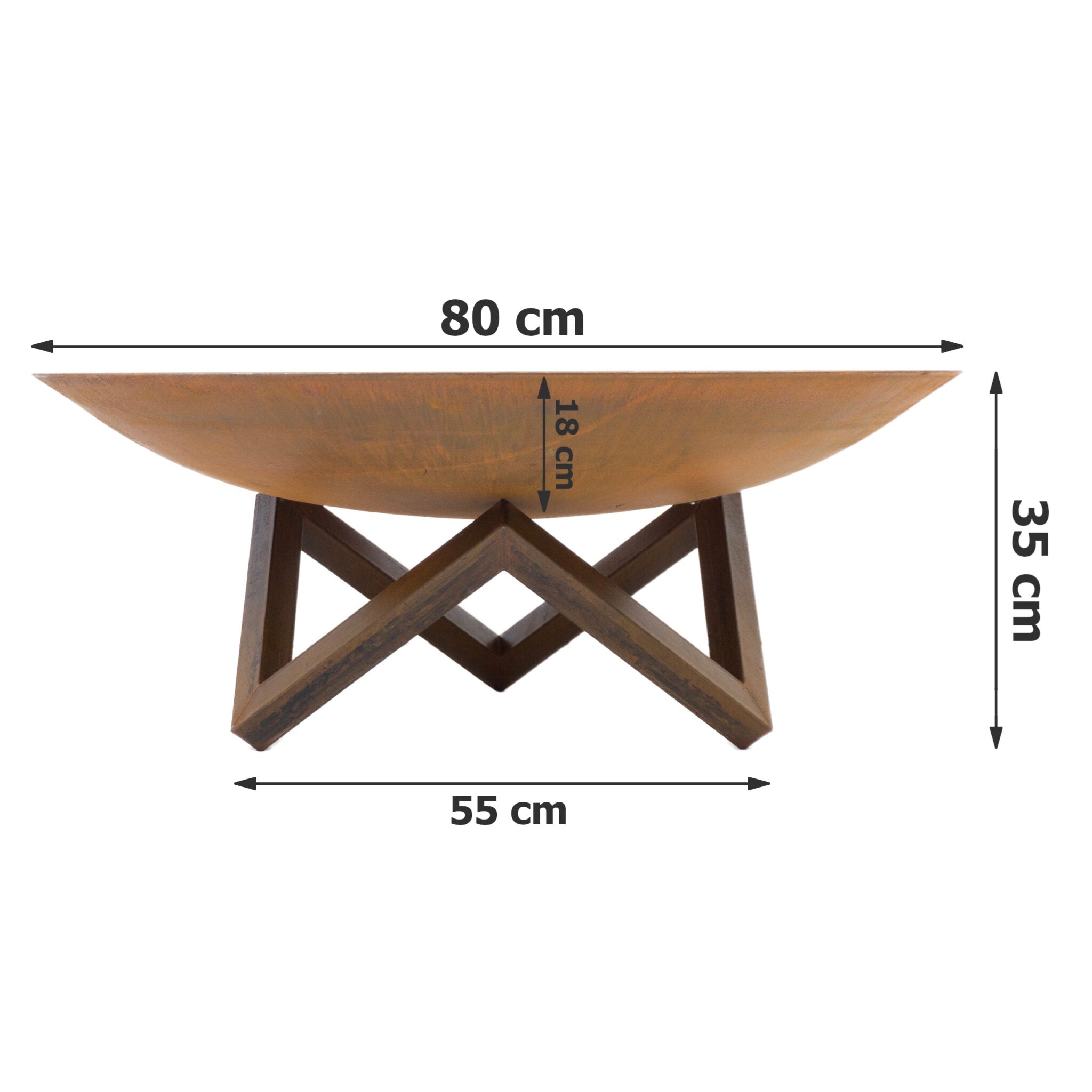 FOGON Feuerschale Flach 80 cm Cortenstahl MyTraumgarten