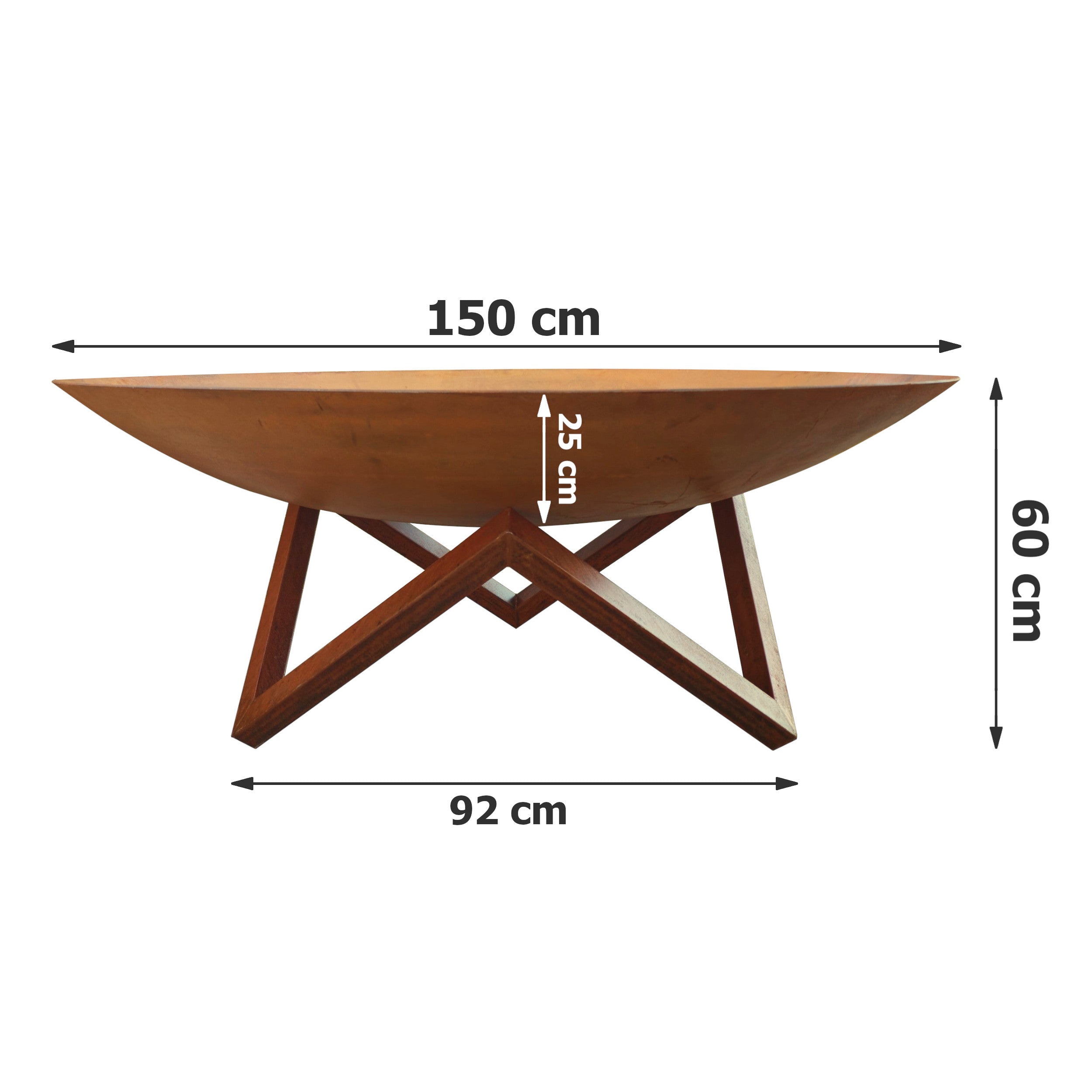 FOGON Feuerschale Flach 150 cm Cortenstahl MyTraumgarten