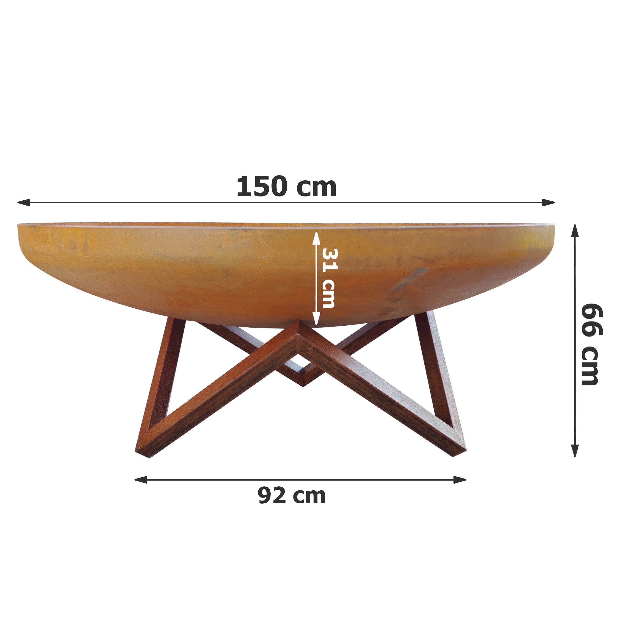 FOGON Feuerschale Tief 150 cm Cortenstahl MyTraumgarten