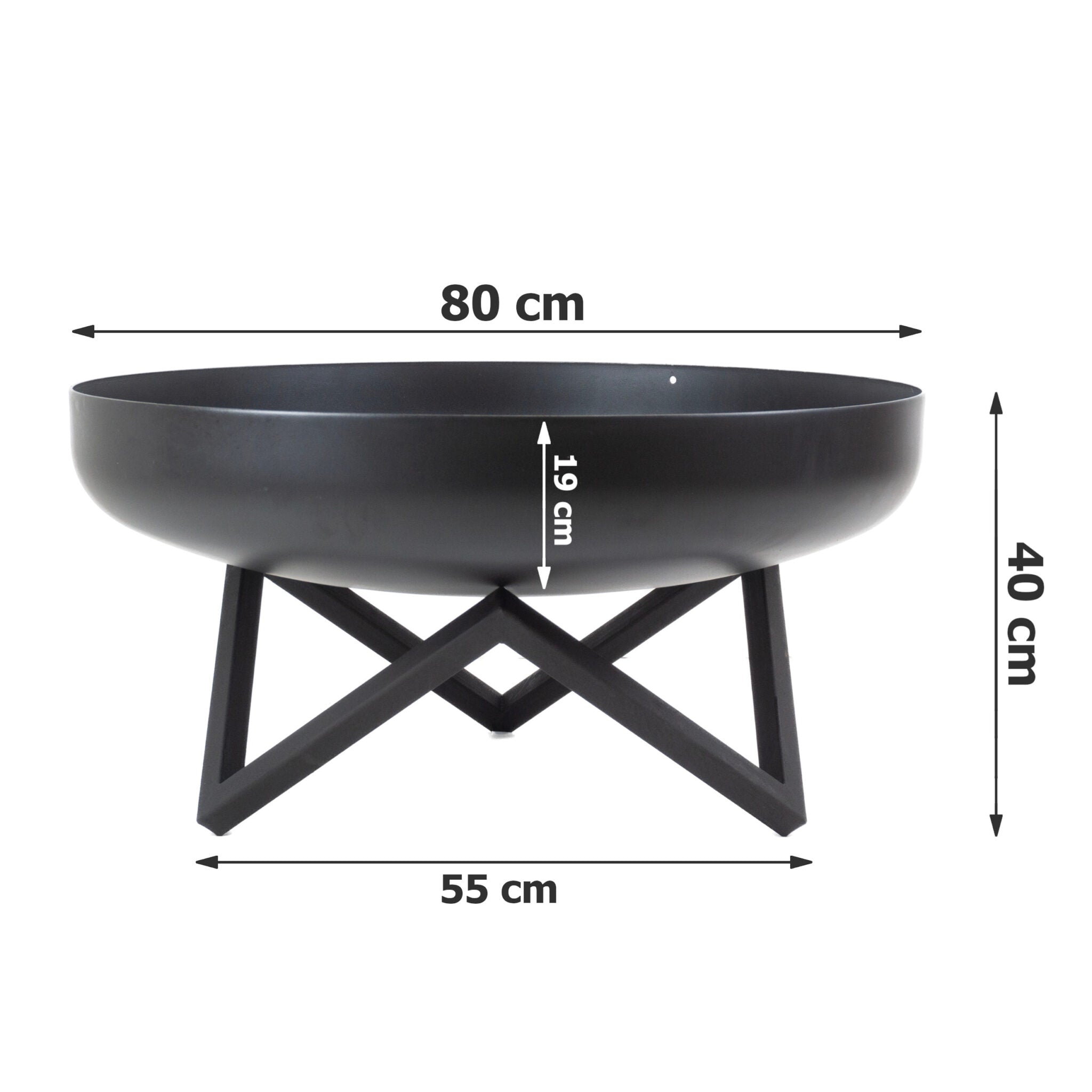 FOGON Feuerschale Tief 80 cm Schwarz MyTraumgarten