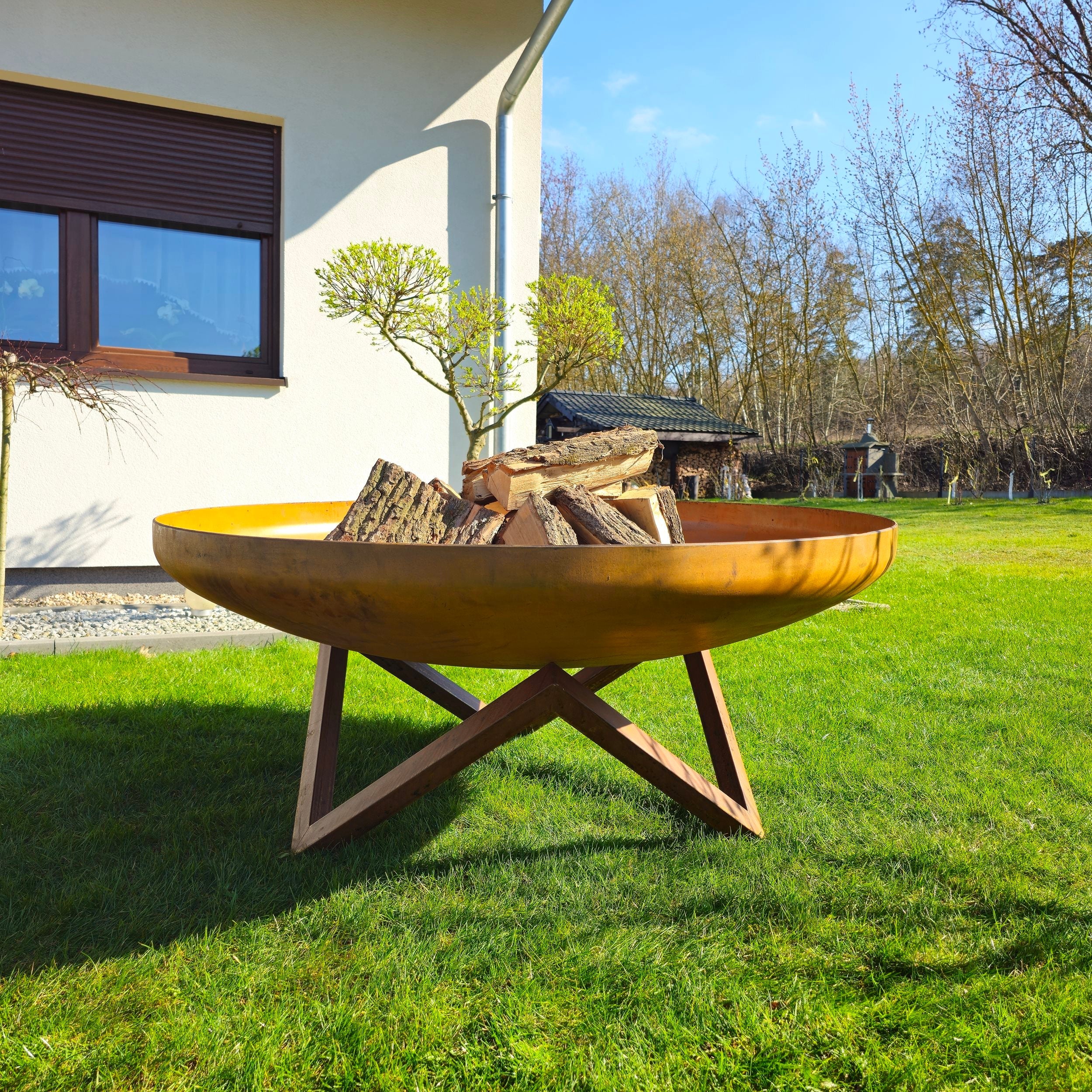 FOGON Feuerschale Tief 150 cm Cortenstahl MyTraumgarten