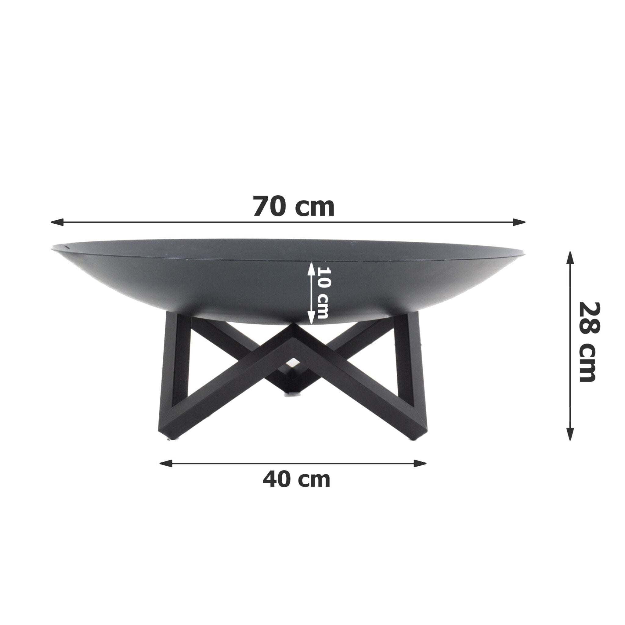 FOGON Feuerschale Flach 70 cm Schwarz MyTraumgarten