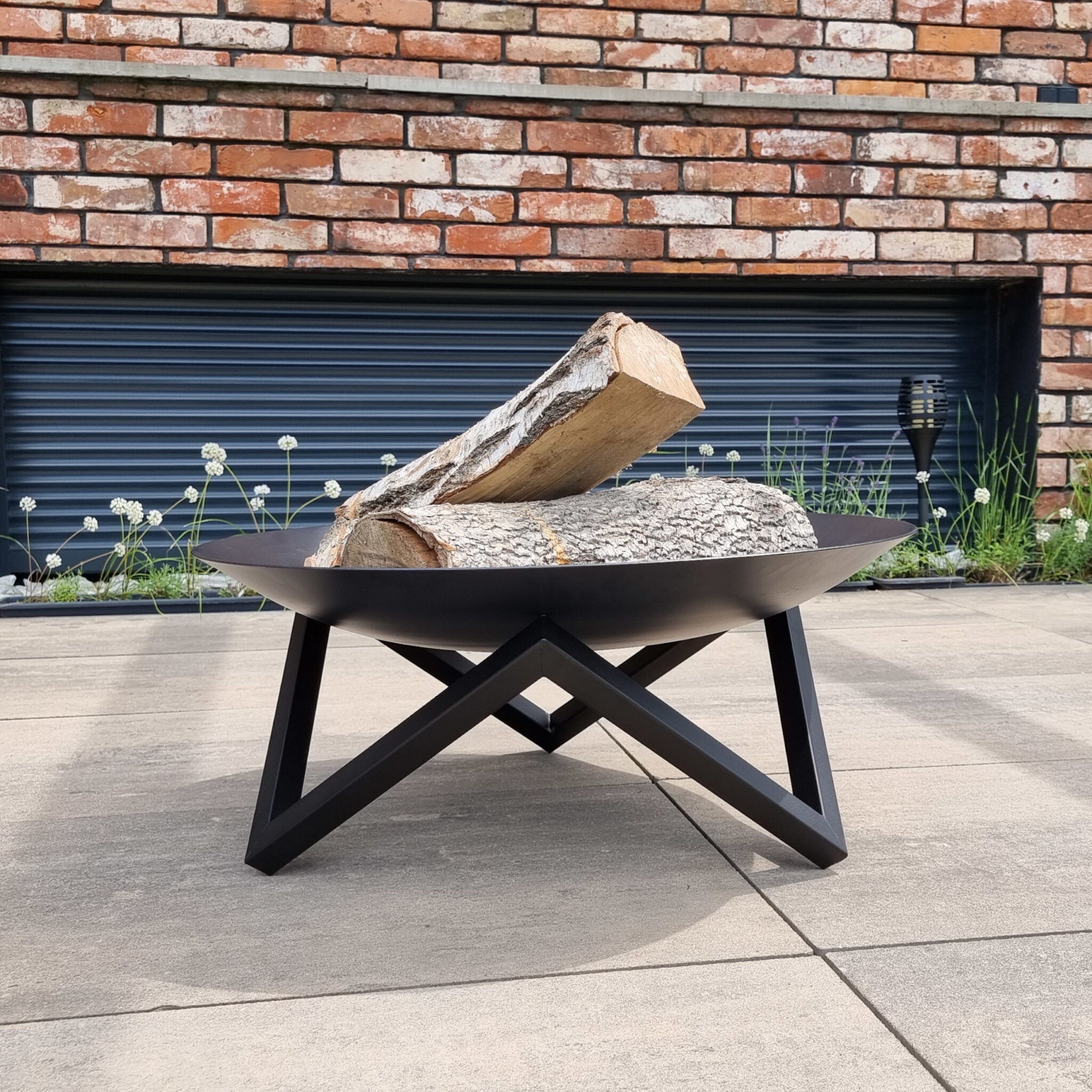 FOGON Feuerschale Flach 80 cm Schwarz MyTraumgarten