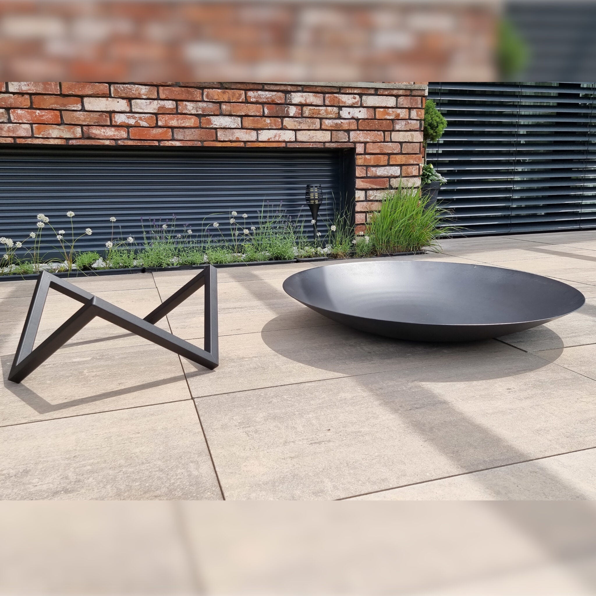 FOGON Feuerschale Flach 80 cm Schwarz MyTraumgarten