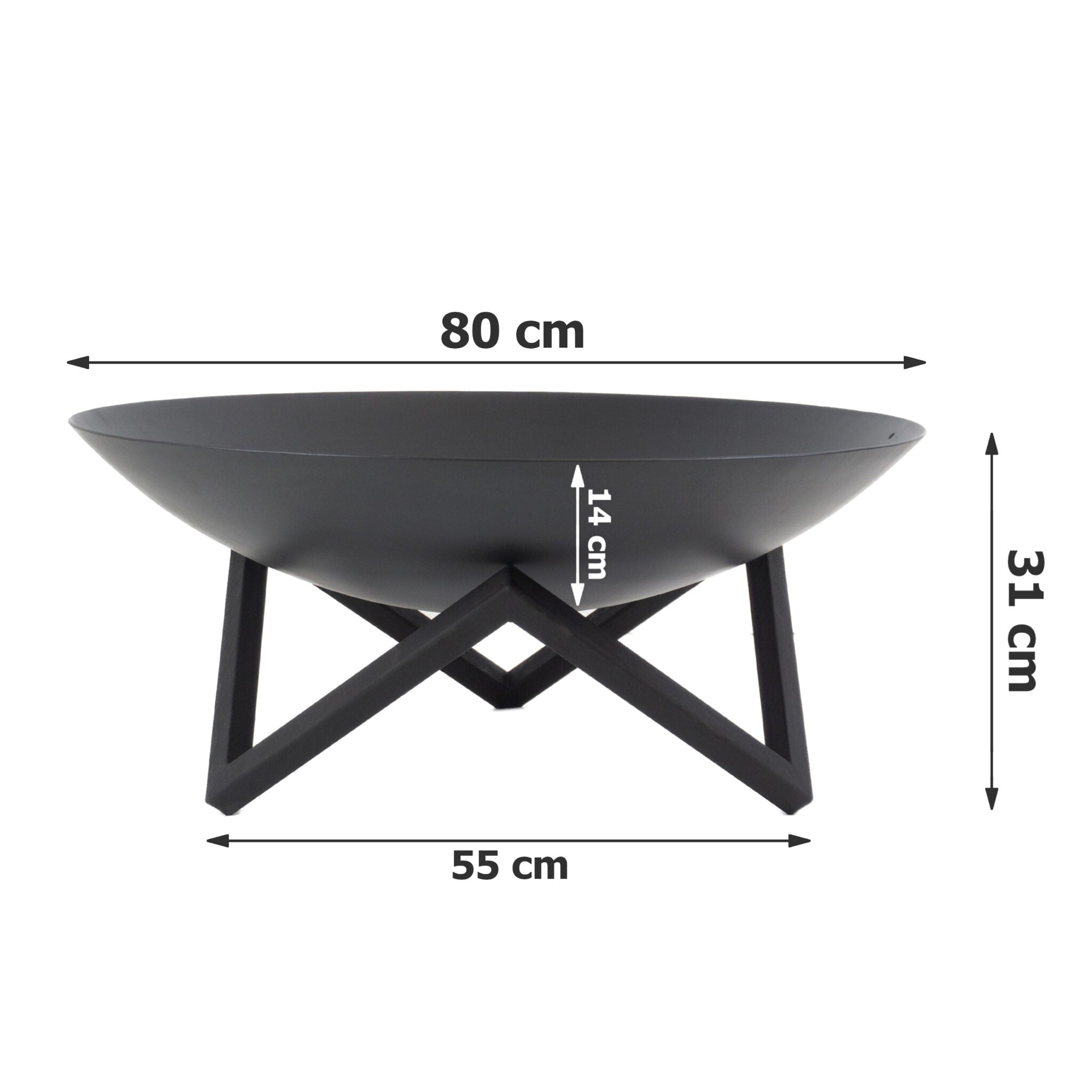 FOGON Feuerschale Flach 80 cm Schwarz MyTraumgarten