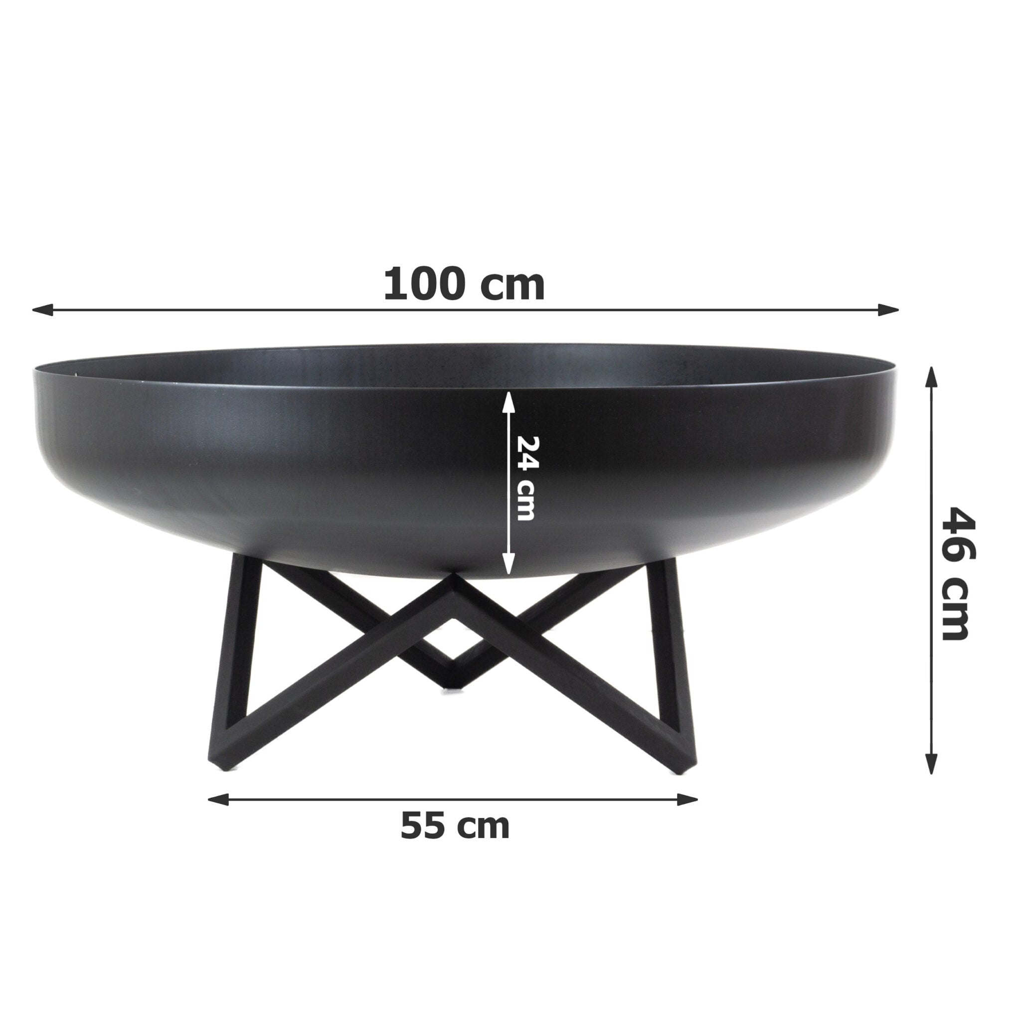 FOGON Feuerschale Tief 100 cm Schwarz MyTraumgarten