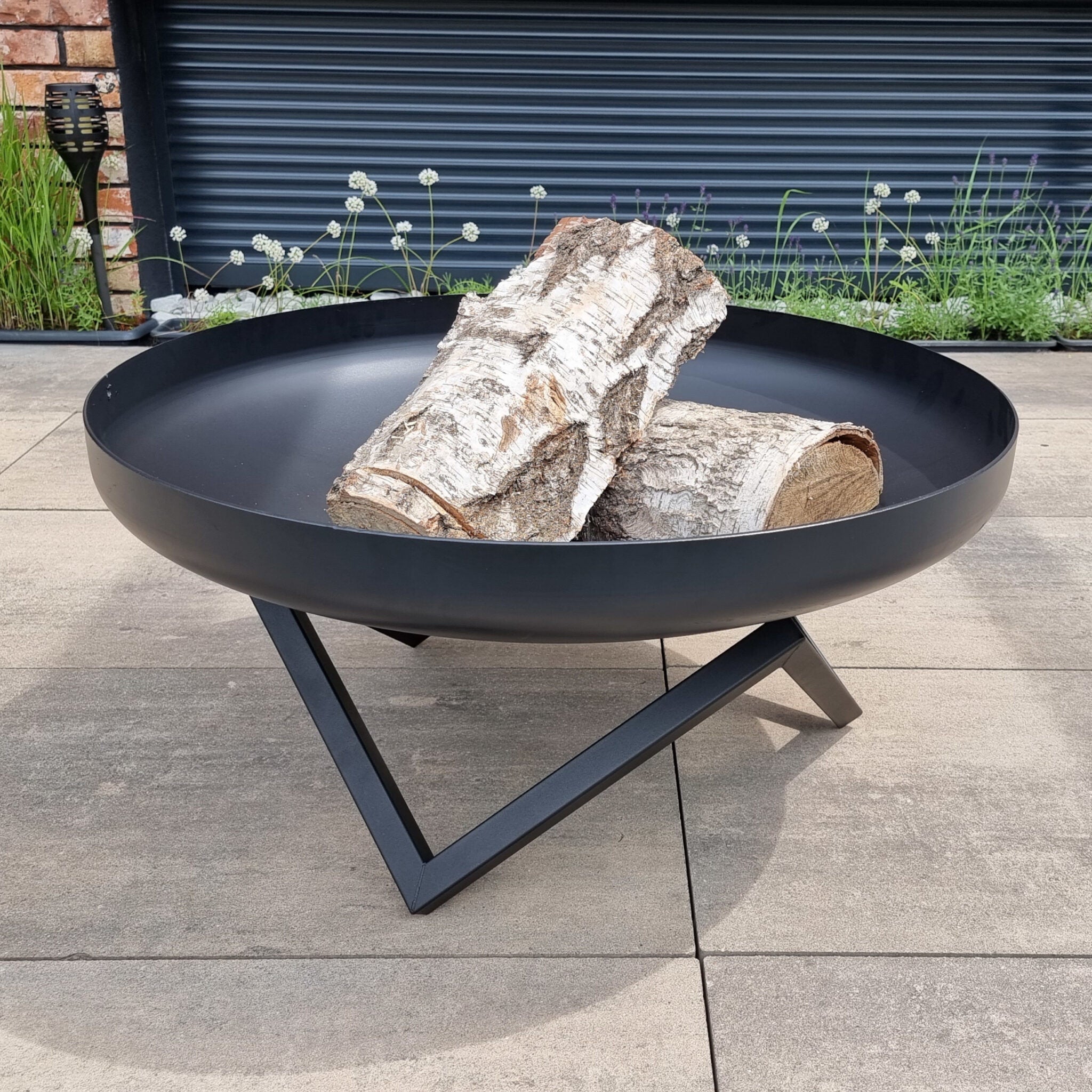 FOGON Feuerschale Tief 100 cm Schwarz MyTraumgarten