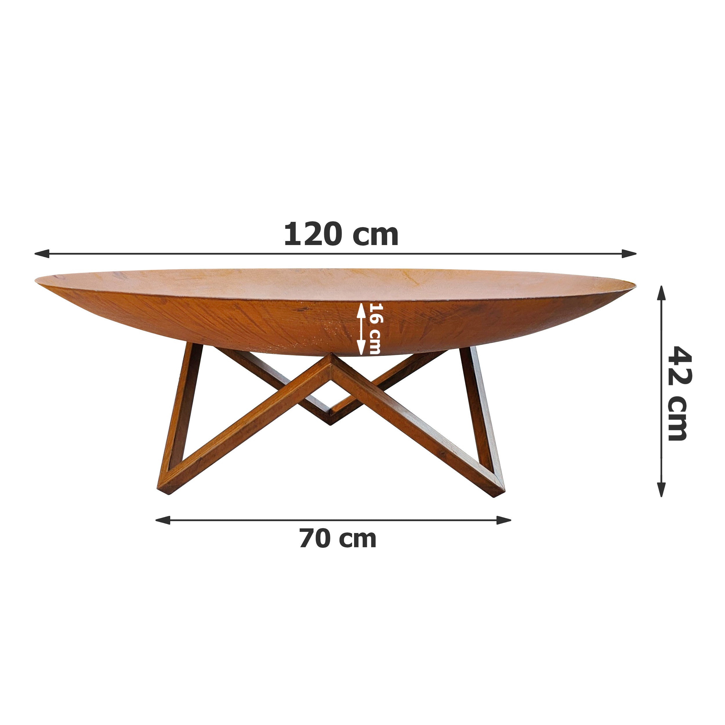 FOGON Feuerschale Flach 120 cm Cortenstahl MyTraumgarten