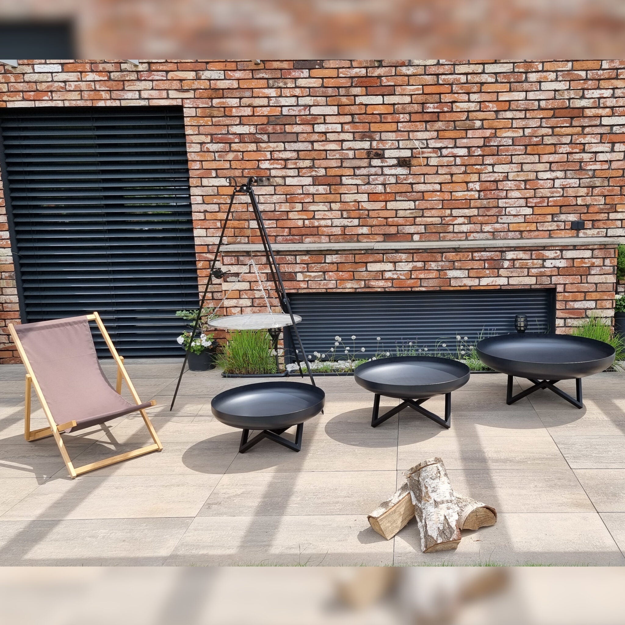 FOGON Feuerschale Tief 100 cm Schwarz MyTraumgarten