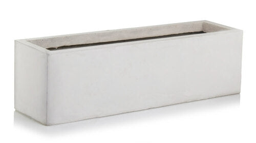 Pflanzkübel niedrig, länglich mit rechteckigem Boden betonfarben MyTraumgarten