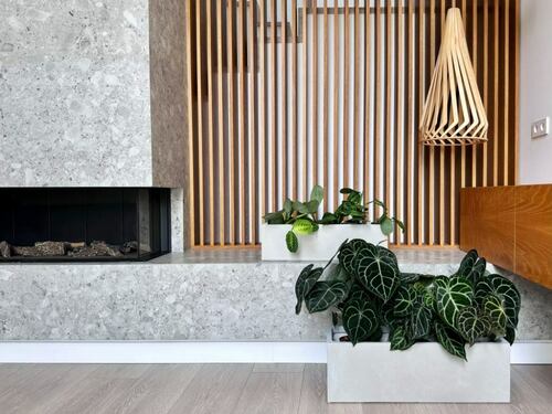 Pflanzkübel niedrig, länglich mit rechteckigem Boden betonfarben MyTraumgarten