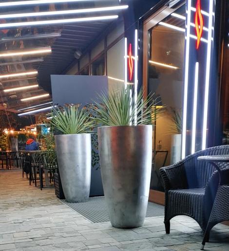 Moderner Planztopf schmale, hohe Form silber MyTraumgarten