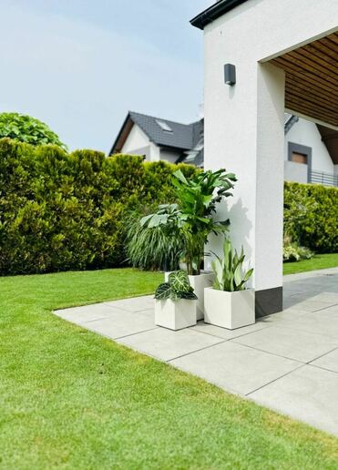 Pflanzenkübel würfelform betonfarben MyTraumgarten