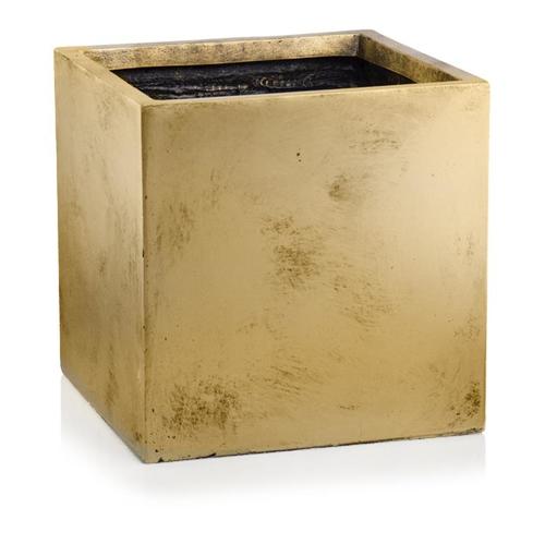 Pflanzkübel würfelförmig gold