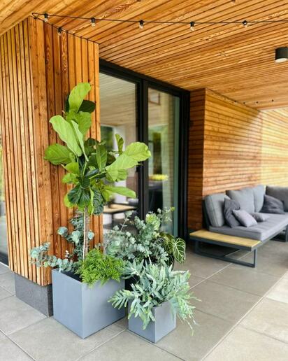 Pflanzenkübel würfelförmig dunkelgrau MyTraumgarten