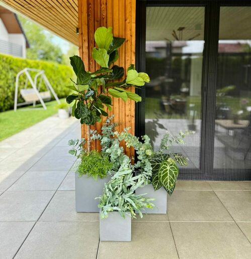 Pflanzenkübel würfelförmig dunkelgrau MyTraumgarten